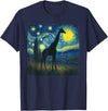 Giraffe Lovers Gifts Women Men youth Kids boys Starry Night Van Gogh Giraffe Animal Funny Graphic T-Shirt - Navy Blue