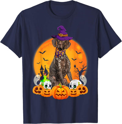 German Shorthaired Pointer Dog Halloween Gifts Pumpkin Skull Witch German Shorthaired Pointer Dog Halloween T-Shirt