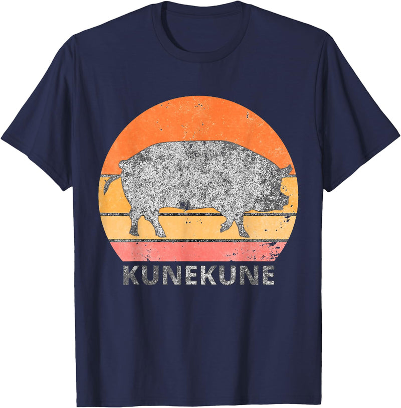 Pig Lover ApparelGIFTCo. Vintage Just A Girl Who Loves Kunekune Pig T-Shirt - Navy Blue