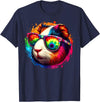 Guinea Pig Tie Dye Sunglasses Art Cool Tie Dye Sunglasses Guinea Pig Graphic Illustration Art T-Shirt - Navy Blue
