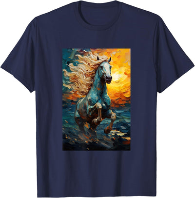 Horse Designs. Horse Equestrian Riding Van Gogh Style Starry Night Graphic T-Shirt