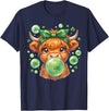 St. Patricks Day Highland Cow Blowing Bubblegum Celebrate St Patricks Day T-Shirt - Navy Blue