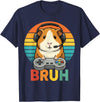Gamer Guinea Pig Bruh Vintage Gaming For Boys Kids Gaming Guinea Pig Bruh Retro Guinea Pig Gamer Bruh Kids Boys T-Shirt - Navy Blue