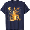 Vintage Howling Bunny to the Moon Retro 90s Funny Rabbit T-Shirt in Navy Blue
