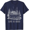 Trendy Apparel Life Is Good Hot Tub Bear Woods Explore Vintage T-Shirt - Navy Blue