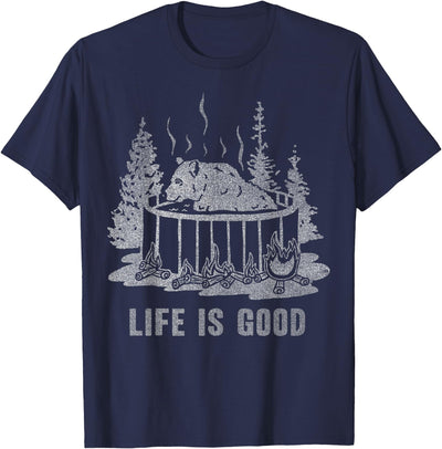 Life Is Good Hot Tub Bear Woods Explore Vintage T-Shirt