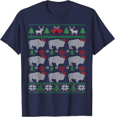 Cow Bison Christmas Ugly Christmas Bison American Buffalo T-Shirt
