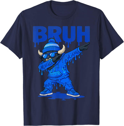 Cow Retro Dabbing Buffalo Bruh Drip Kids Youth Boys Girls T-Shirt
