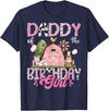 Famer Pink Cow Birthday Matching Tees Daddy Of The Birthday Girl 1St Birthday Pink Farm T-Shirt - Navy Blue