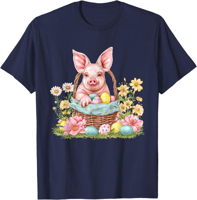 Pig Easter Pig Bunny Ears Graphic T-Shirt