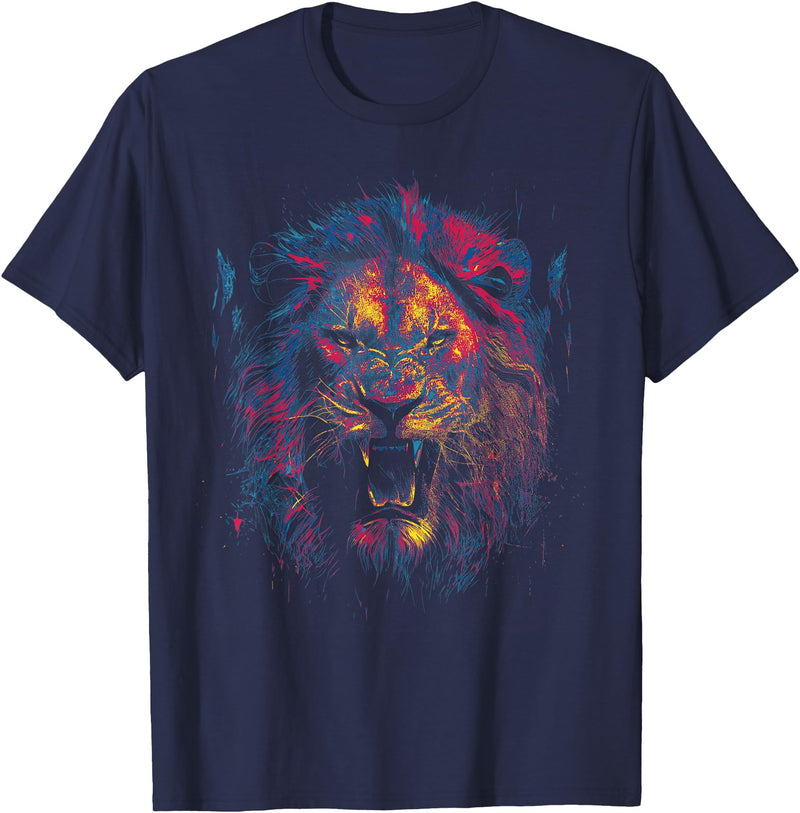 Angry Lion Co. Lion Of Judah African Animal Israelite Reggae Lion T-Shirt - Navy Blue