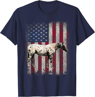 Appaloosa Riding Designs Co. Appaloosa Horse Patriotic American Flag Vintage Horseback Women Kids Men T-Shirt