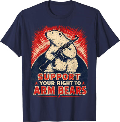 Right to Arm Bears Polar Bear Gun Rights Pun Humor T-Shirt