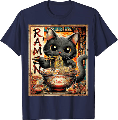 Japanese Neko Foodie Manga Culture Funny Ramen Cat Noodle Lovers Anime Otaku T-Shirt