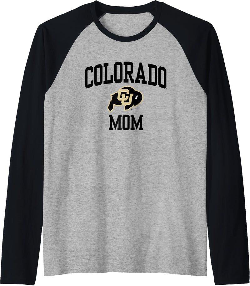 Elite Authentics Colorado Buffaloes Mom Icon Officially Licensed Raglan Baseball Tee - Black/Athletic Heather