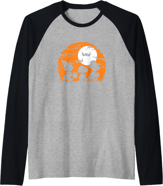 Peanuts - Halloween - Trick Or treat Silhouettes Raglan Baseball Tee - Black/Athletic Heather