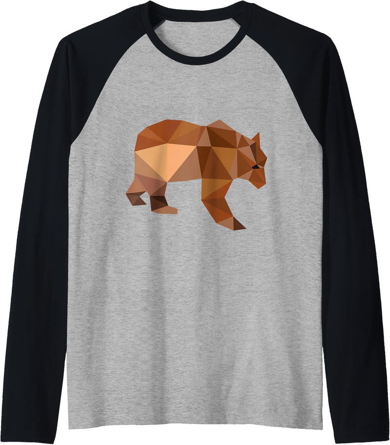 Fun Designs Bear Raglan Baseball Tee - Black/Athletic Heather
