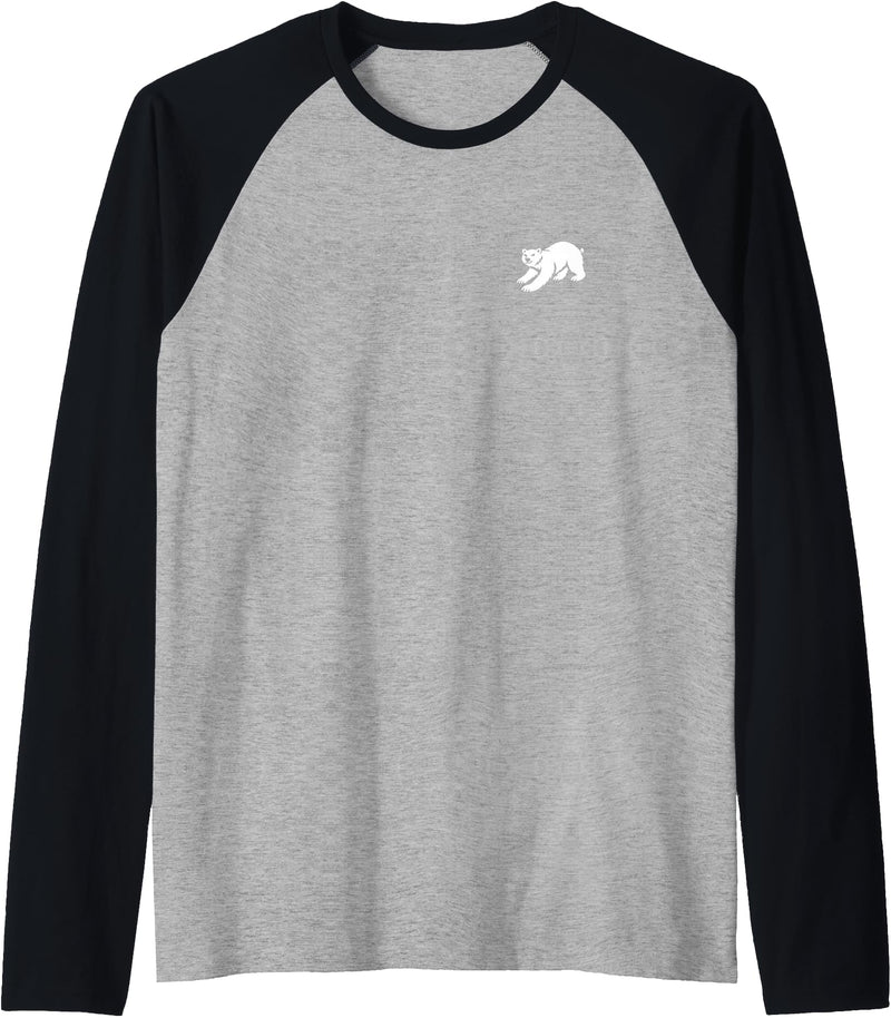 Playful Critter Apparel Co. Polar Bear Minimalist Black and White Raglan Baseball Tee - Black/Athletic Heather