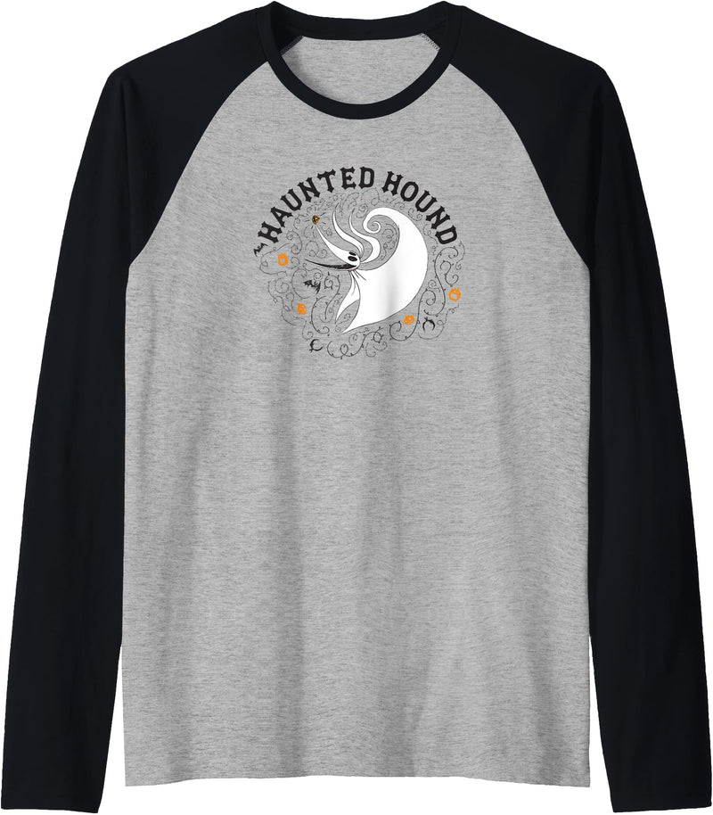 Disney Nightmare Before Christmas Halloween Zero Haunted Raglan Baseball Tee - Black/Athletic Heather
