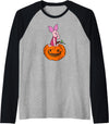 Disney - Halloween Piglet Pumpkin Raglan Baseball Tee - Black/Athletic Heather