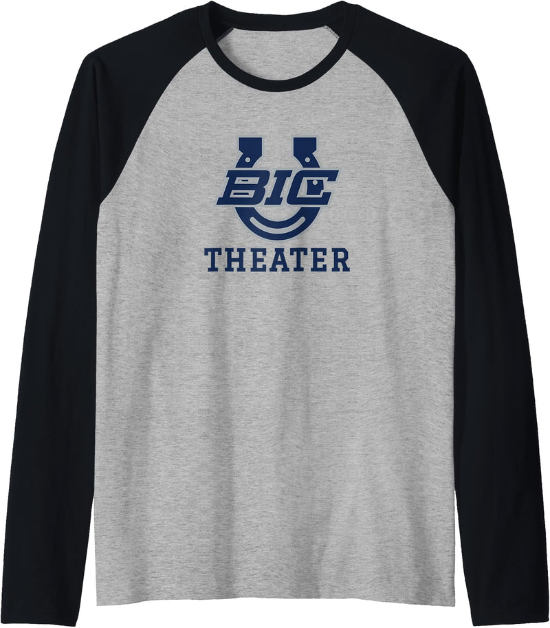 Buffalo Island, Monette, AR 72447 Buffalo Island Central High School Mustangs Theater Raglan Baseball Tee - Black/Athletic