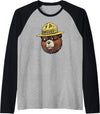 Smokey Bear Vintage Smokey Head Raglan Baseball Tee - Black/Athletic Heather