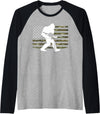 2nd Amendment Right to Bear Arms Camouflage Guns Bigfoot Gun Owner Camo US American Flag Sasquatch AR15 Rifle Raglan Baseball Tee - Black/Athletic Heather