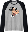 Disney Clarabelle Cow Big Face Costume Raglan Baseball Tee - Black/Athletic Heather