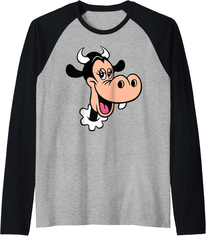 Disney Clarabelle Cow Big Face Costume Raglan Baseball Tee - Black/Athletic Heather