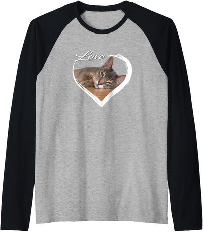 Love Cat Lover Gifts I Love Cats Love Cute Sleepy Abyssinian Kitty Cat Lover Raglan Baseball Tee