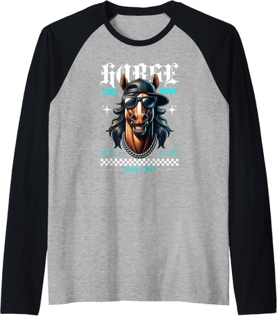 United Labels Horse - Lucky Days Streetwear Cool Raglan Baseball Tee