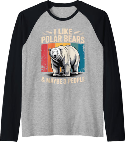 Cute Polar Bear Art for Men Women Kids Arctic Raglan Baseball Tee