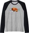 Park Apparel Everywhere Buffalo Bison Calf Sunset Landscape Design Gifts Raglan Baseball Tee - Black/Athletic Heather