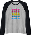 Bunny Rabbit Pixel Art LGBT Pansexual Flag Color Raglan Baseball Tee in Black/Athletic Heather