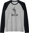 Always Late - White Rabbit Alice Wonderland Raglan Baseball Tee in Black/Athletic Heather