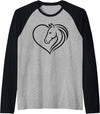 horse riders Heart Cute Horse Lover Raglan Baseball Tee - Black/Athletic Heather
