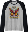 Halloween Collection Dia De Los Muertos Monarch Butterfly Sugar Skull Halloween Raglan Baseball Tee - Black/Athletic Heather