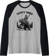 Cowboy Western Bear Tee Safety Third, Funny Guys, Grizzly Bear, Cowboy Western Raglan Baseball Tee - Black/Athletic Heather