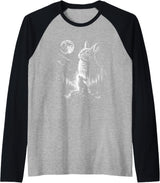 Bunny Rabbit Howling to the Moon Bunny Howl At Raglan Baseball Tee in Black/Athletic Heather