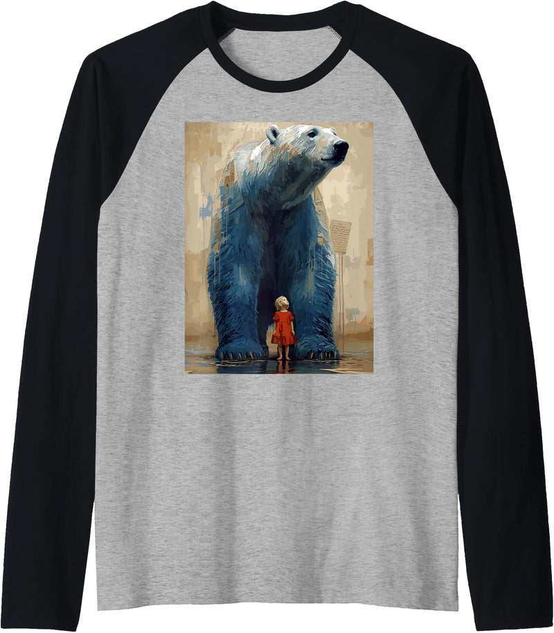Duality Sentiment Oddity Feelings Strong Bear Polar Bear Child Companion North Pole Winter Expedition Raglan Baseball Tee - Black/Athletic Heather
