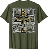 Camo Cross Fishing Faith Christian 2 Sided Hunting Fishing Cross Camo Faith Christian Fisherman Hunter T-Shirt - size chart