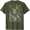 Fishing and Hunting Outdoors Designs Hunting and Fishing American Flag (Design on Front and Back) T-Shirt - size chart