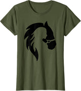 Happy Dog Merch Horse Lover Women Girl Western Gift T-Shirt - Olive Green