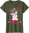 Cute Pigs Lover Girls Kids Funny Outfit Apparel's. Just A Girl Who Loves Pigs Shirt Cute Pigs Lover Girls Kids T-Shirt - Olive Green