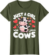 Cows for awesome Girls Farmer Cute Cow Just a Girl Who Loves Cows T-Shirt - Olive Green