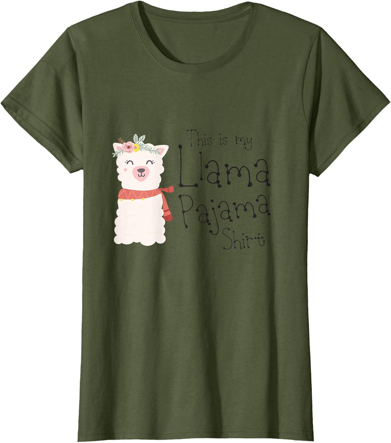Cute This Is My Llama Pajama Shirt Gifts Womens & Kids This is My Llama Pajama Shirt Cute Alpaca Gift T-Shirt - Olive Green
