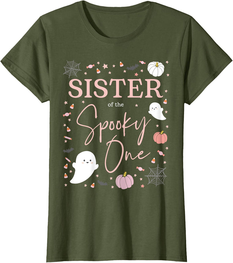 Spooky One First Birthday 1st Cute Pink Halloween Sister of The Spooky One Girl First Birthday Pink Halloween T-Shirt -