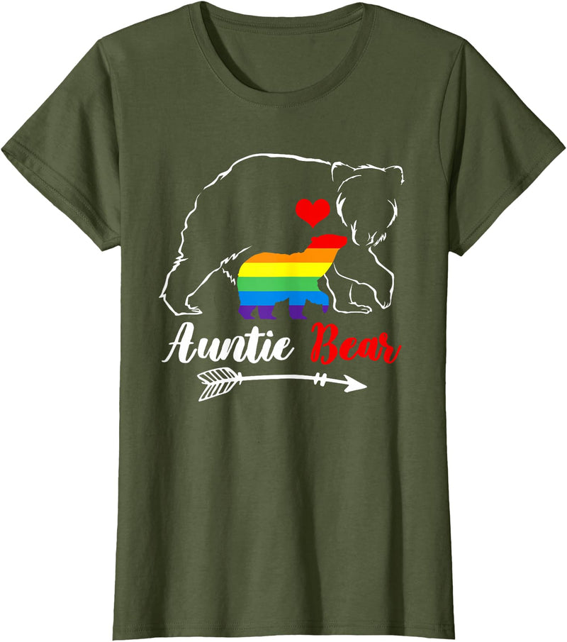 Funny Bear Family Gay LGBT Pride HBL LGBT Auntie Bear Aunt Gay Pride Proud Mom Mother's Day T-Shirt - Olive Green