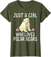 Polar Bear Lover Tees Just A Girl Who Loves Polar Bears T-Shirt Polar Bear Gift T-Shirt - Olive Green