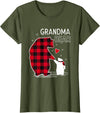 Papa & Mama Bear Outfit Grandma Bear Christmas Pajama Red Buffalo Plaid T-Shirt - Olive Green